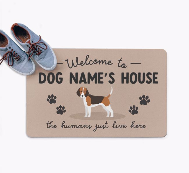 The Humans Just Live Here: Personalised {breedFullName} Doormat